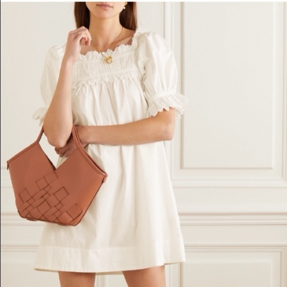 Doen White Mini Dress with Delicate Ruffles